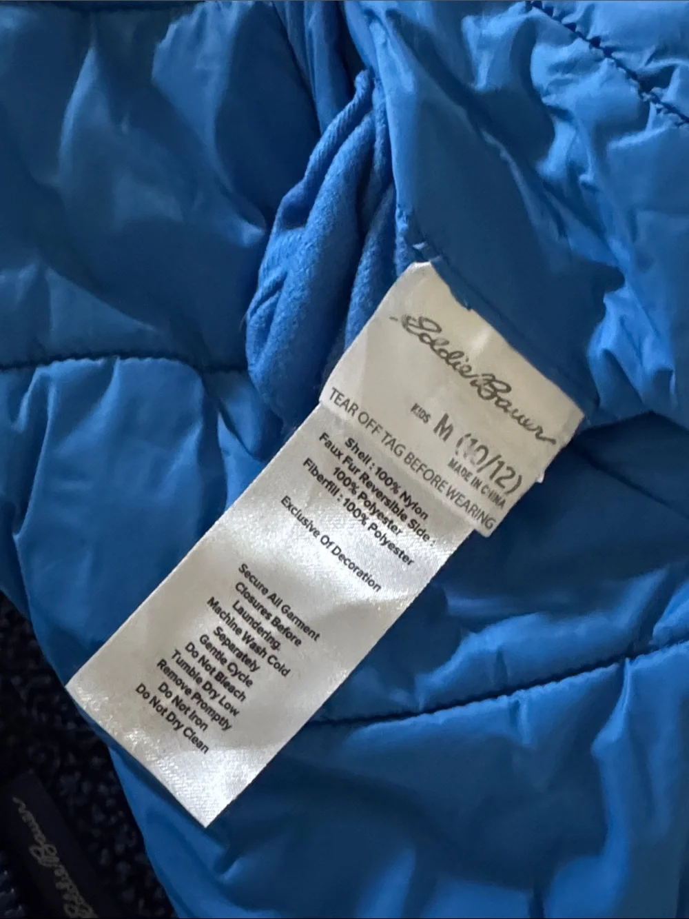 Kids Eddie Bauer Reversible Two-Tone Blue Hooded Puffer Jacket